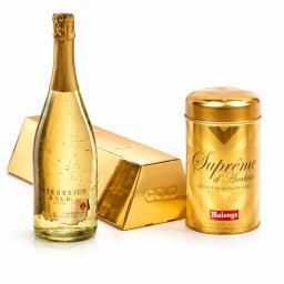 Cadou Gold Luxury Sampanie - cu foita de aur 23 karate Gold Coffee - personalizabil