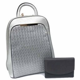 Rucsac Piele Coco Mademoiselle Silver si Portofel piele naturala