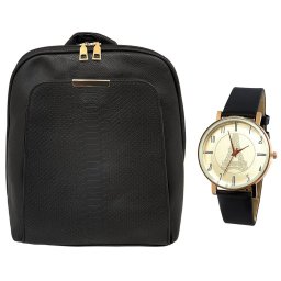 Set Rucsac Deep Black si Ceas Eiffel by Borealy