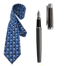 Cadou Style Blue Cravata Matase si Stilou Ungaro Desk
