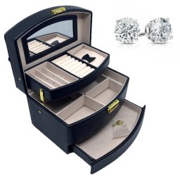 Cutie bijuterii Secret Black Premium Quality CADOU Cercei Borealy Diamonds One Gold