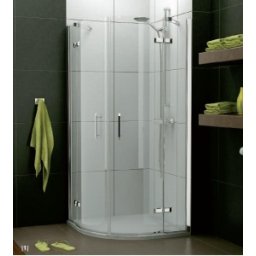 Cabina de dus semirotunda SanSwiss de 100x100x200 cm, sticla clara de 6mm, profil crom