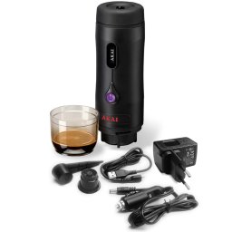 Espressor portabil Akai, 15 bar, rezervor 50 ml, baterie reincarcabila, afisaj digital