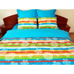 Lenjerie de pat Multicolor Duo Azur, calitate I, cod Multicolor_MU_Azur