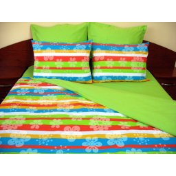 Lenjerie de pat Multicolor Duo Green, cod Multicolor_MU_Green, calitate I