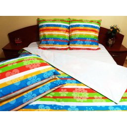 Lenjerie de pat Multicolor Duo White, cod Multicolor_MU_White, calitate I