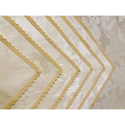 Fata de masa damasc satinat cu 12 servetele, 360x170 Ivory Flowers