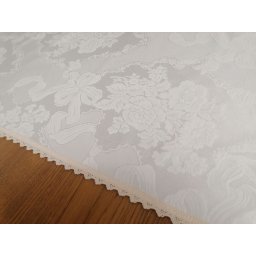Fata masa din damasc 130x250 cm calitate I, crem, cu dantela de bumbac