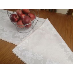 Traversa masa din damasc cu dantela, 50x210 cm, model duo