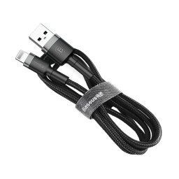 Cafule Series USB la Lightning Gray Black 1m, 2.4A, 480Mbps, impletitura textila