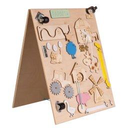 Jucarie educativa 2 in 1 - Placa senzoriala si Tabla neagra de scris cu creta, 50 x 38 cm