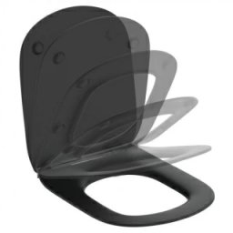 Capac WC Ideal Standard Tesi slim cu inchidere lenta culoare negru mat -T3527V3
