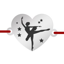 Martisor Bratara Inox Inima Argintie Balerina Stelute
