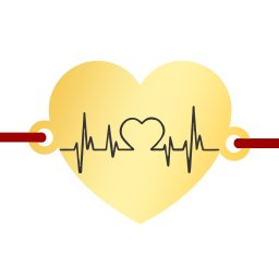 Martisor Bratara Inox Inima Aurie Ritm Cardiac Inima