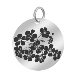 Martisor Pandantiv Inox Banut Argintiu Flori de Cires