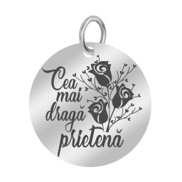 Martisor Pandantiv Inox Banut Argintiu Draga Prietena