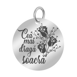 Martisor Pandantiv Inox Banut Argintiu Draga Soacra