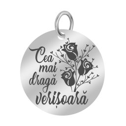 Martisor Pandantiv Inox Banut Argintiu Draga Verisoara