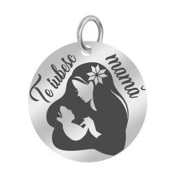 Martisor Pandantiv Inox Banut Argintiu Te Iubesc Mama Motive