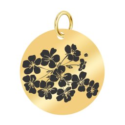 Martisor Pandantiv Inox Banut Auriu Flori de Cires