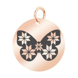 Martisor Pandantiv Inox Banut Rose Gold Fluture Motive Traditionale