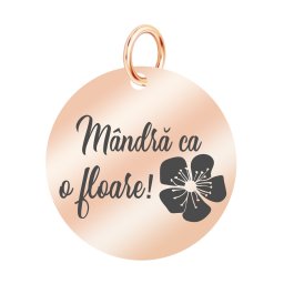 Martisor Pandantiv Inox Banut Rose Gold Mandra Floare