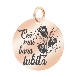 Martisor Pandantiv Inox Banut Rose Gold Buna Iubita