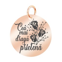 Martisor Pandantiv Inox Banut Rose Gold Draga Prietena