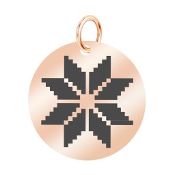 Martisor Pandantiv Inox Banut Rose Gold Floare Motive Traditionale