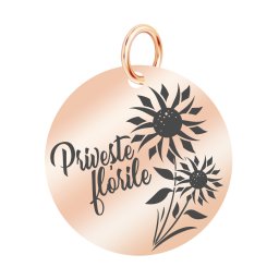 Martisor Pandantiv Inox Banut Rose Gold Priveste Florile