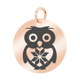 Martisor Pandantiv Inox Banut Rose Gold Bufnita Motive Traditionale