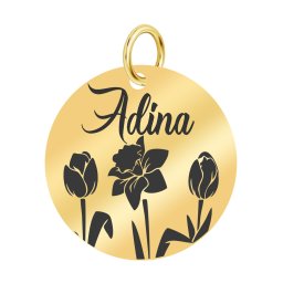 Martisor Pandantiv Inox Banut Auriu Nume Adina