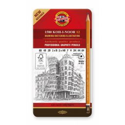 Set 12 creioane grafit triunghiulare KOH-I-NOOR ARTA