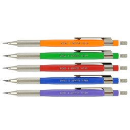 Creion mecanic 2 mm din plastic KOH-I-NOOR, cu grip metal, diverse culori, 10 buc/set