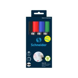 Marker SCHNEIDER Maxx 290, pentru tabla de scris+flipchart, varf rotund 2-3mm, 4 cul/set - (N,R,A,V)
