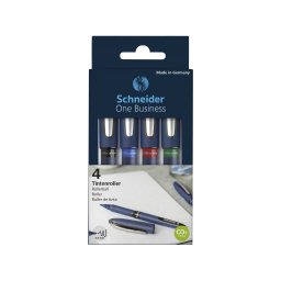 Roller cu cerneala SCHNEIDER One Business, ball point 0.6mm, 4 culori/set - (N,R,A,V)