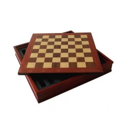 Tabla de sah cu cutie din lemn de nuc, 28 x 28 cm, patrat 26mm
