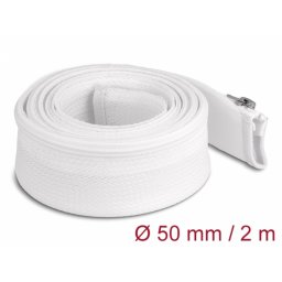 Plasa/Organizator cabluri cu fermoar 2m x 50mm Alb, Delock 20829
