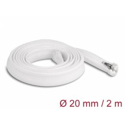 Plasa/Organizator cabluri cu fermoar 2m x 20mm Alb, Delock 20827