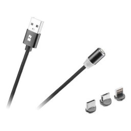 USB magnetic 3 in 1 100 cm negru, USB-C