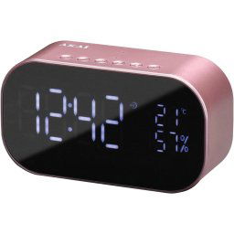 Radio ceas Akai ABTS-S2 cu BT, radio FM, carcasa aluminiu, baterie 1800 mAh, Golden rose
