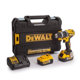 Masina de gaurit cu percutie cu acumulator 18V DeWalt DCD796P2, motor fara perii, cuplu 70 Nm, 2 x acumulator 5 Ah, incarcator si valiza transport