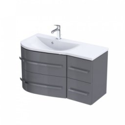 Set mobilier suspendat Oristo Opal 90cm,stanga,gri lucios