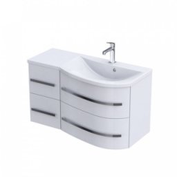 Set mobilier suspendat Oristo Opal 90cm,dreapta,alb lucios