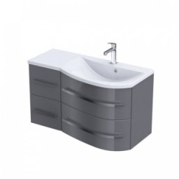 Set mobilier suspendat Oristo Opal 90cm,dreapta,gri lucios