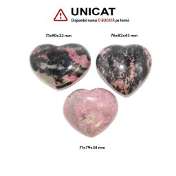 Inima Rodonit Minerala Naturala - 71-76 x 79-90 x 33-43 mm - Unicat