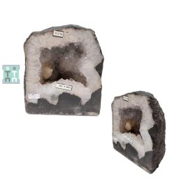 Geoda Cuart Alb - cu Calcit Naturala Brazilia - 27x25x20 cm - Unicat