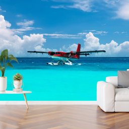 Fototapet 3D Avion in Maldive AMA30 (Alege materialul: : Autocolant Perete Laminat Mat)