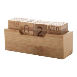 Calendar perpetuu cu suport pentru birou, 110×35×50 mm, Everestus, 20FEB7839, Bambus, Natur