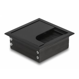 Organizator cabluri cu perii - montare in masa 80x80x28mm Negru, Delock 66855